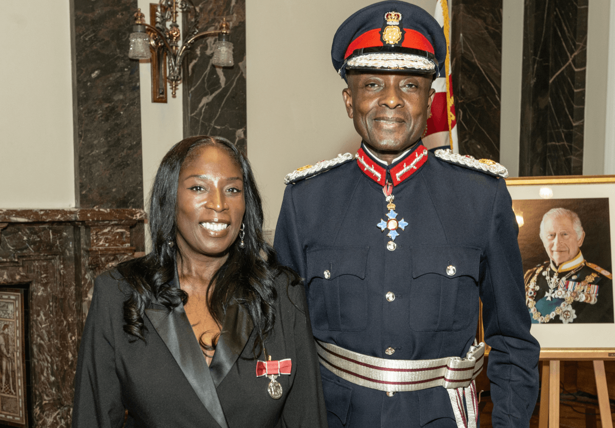 Caron Thompson BEM and Lord Lieutenant Derrick Anderson CBE